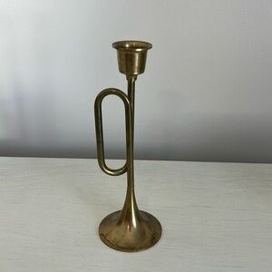 Vintage Brass Plated Horn Candle Stick 7”